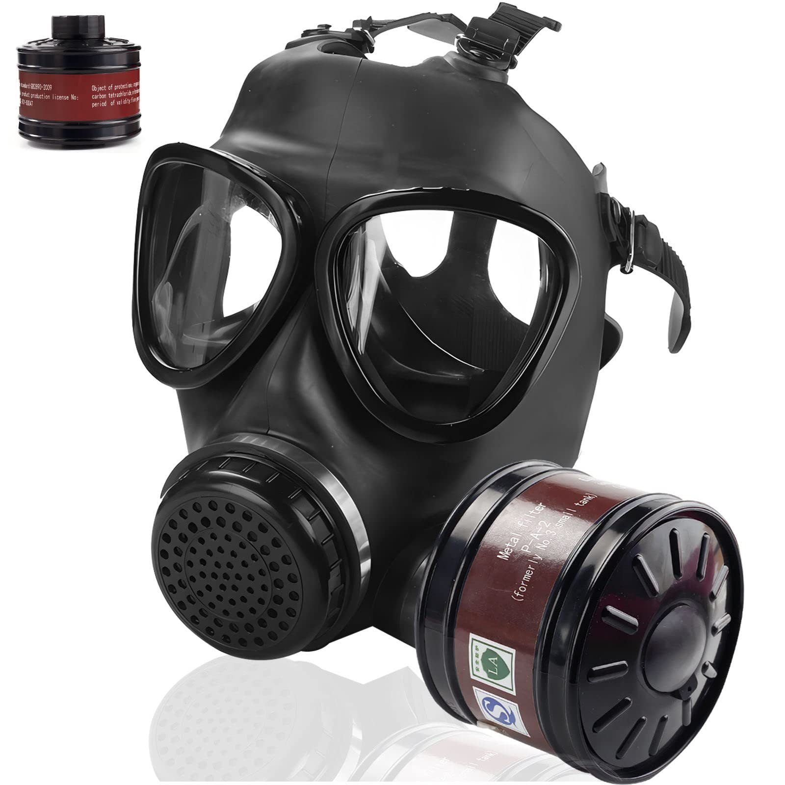Full-facepiece rubber head-mounted firefighting, smoke-proof and toxic-gas-proof respirator