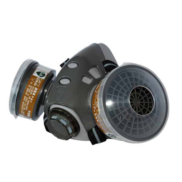 Gas mask for spray painting, chemical pesticides, and paint odours KN95 dual-canister gas mask with facepiece