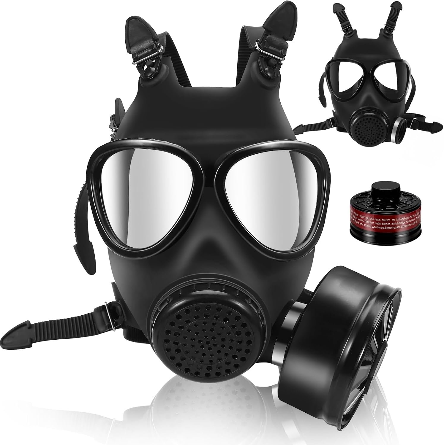 Full-facepiece rubber head-mounted firefighting, smoke-proof and toxic-gas-proof respirator