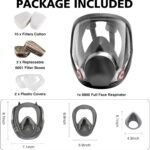 Protective Mask for Spray Painting, Chemicals, Pesticides and Firefighting Full-Face Respirator with Activated Carbon for Dust and Toxic Gas Protection