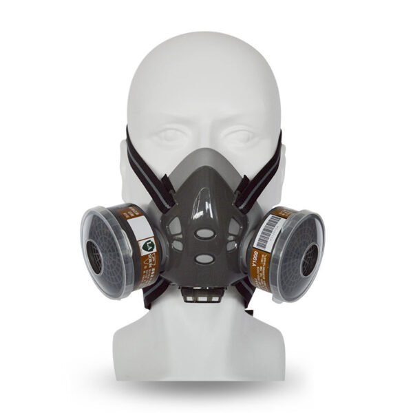 Gas mask for spray painting, chemical pesticides, and paint odours KN95 dual-canister gas mask with facepiece