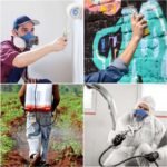 Silicone Rubber Dual-Chamber Gas Mask with Spray-On Coating for Benzene and Formaldehyde Pesticide Protection