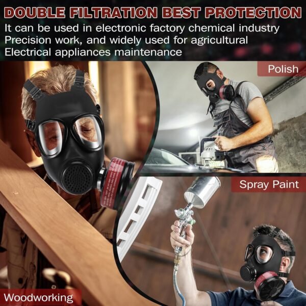 Full-facepiece rubber head-mounted firefighting, smoke-proof and toxic-gas-proof respirator